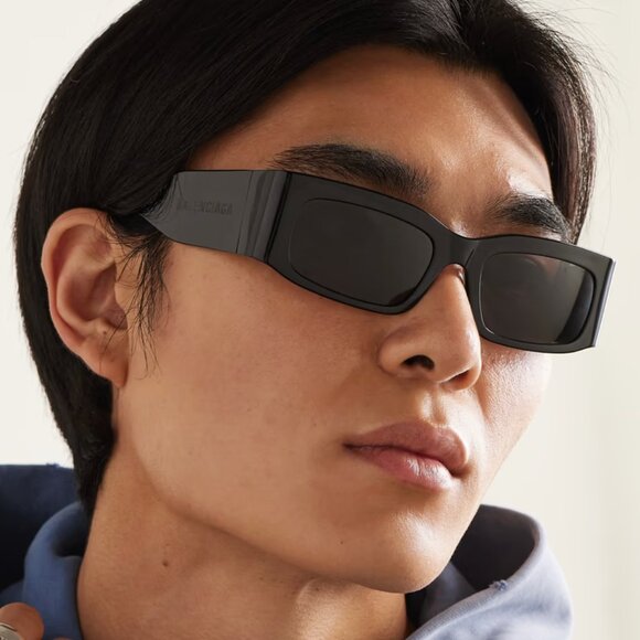 NEW BB0328S 006 BALENCIAGA GREEN UNISEX RECTANGULAR SUNGLASSES - Picture 3 of 4